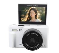 Tangxi Cámara Digital de 5k 75MP, Cámara de Vlogging WiFi UHD para Youtube, Pantalla de Flip de 3 "180 ° y Zoom de 18x, Videocámara de Enfoque Automático con Flash para Fotografía y (White)