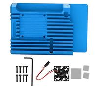 Tangxi Carcasa de Aleación de Aluminio para 4 Carcasa y Carcasa Protectora de Aleación de Aluminio con Ventilador de Refrigeración DC5V para 4 (Azul)