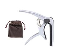Tangxi Cejilla de Guitarra de Metal con Soporte para Púas y Extractor de Clavos, Almohadilla de Silicona 3 en 1 para bajo de Ukelele Clásico Popular (SILVER)