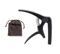 Tangxi Cejilla de Guitarra de Metal con Soporte para Púas y Extractor de Clavos, Almohadilla de Silicona 3 en 1 para bajo de Ukelele Clásico Popular (BLACK)