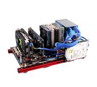 Tangxi DIY Computer ATX Motherboard Case, DIY Mini Aleación de Aluminio Marco Abierto Moterboard PC Computer Case, 4 Soportes Negros, 2 Soportes Rojos, 1 Caja de Medios Auxiliares