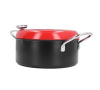 Tangxi Freing Pot, Tempura de Alta Temperatura Resistente Al Hierro Frito con Tapa de Calibre de Temperatura para la Cocina (rojo)