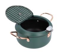 Tangxi Freing Pot, Tempura de Alta Temperatura Resistente Al Hierro Frito con Tapa de Calibre de Temperatura para la Cocina (GREEN)