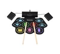 Tangxi Juego de Batería Eléctrica, Almohadilla de Práctica Enrollable Portátil para Músicos, Batería Inalámbrica para Práctica en el Hogar