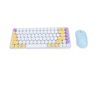 Tangxi Juego de Teclado Inalámbrico y Ratón, 2,4 GHz, Bluetooth, 2 Modos, Teclado Retro Redondo de 85 Teclas para Juegos, Escribir, PC, Ordenador, Colores Mezclados