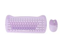 Tangxi Juego de Teclado y Ratón Inalámbricos, Combinación Ergonómica y Colorida para Estudiantes, Material ABS Duradero, 84 Teclas (Purple)
