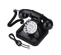 Tangxi Línea Fija Retro Teléfono,Telephone Fijo para Hogar/Oficina/Hotel,Teléfono Fijo Estilo Europeo Antiguo(Identificación de Llamadas, Función Manos Libres, Gran Pantalla Lluminada)(Negro,ABS)