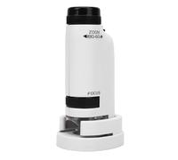 Tangxi Microscopio de Mano para Niños, Lupa de Microscopio Portátil de Mano de 60 a 180X con Luz LED 4 Muestras para Herramienta de Ciencia Educativa (White)