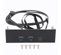 Tangxi Panel Frontal de 5.25 Pulgadas Cubo USB, 20 Gbps USB3.2 Gen 2x2 Hub Interno USB C, 2XUSB A & Typec, 3 Puertos Panel Frontal A Placa Base Cable de Conector de 19 Pinzas
