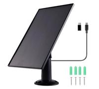 Tangxi Panel Solar para la Cámara del Alimentador de Aves, Panel de Cargador Solar de 8 W con Cable de 9.8 Pies, Enchufe Tipo C y Micro USB, Soporte Ajustable de 360 ° para la Cámara de (BLACK)