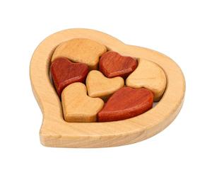 Tangxi Rompecabezas de Corazón de Madera Decoración Romántica para el Hogar para Parejas Símbolo de Amor Interactivo para él o Ella Roble 14x13,5 Cm