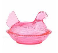 Tangxi Tarro de Caramelo con Forma de Gallina Vintage, Cuenco de Plástico a Prueba de Roturas con Tapa para Aperitivos y Galletas (PINK)