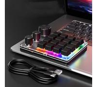 Tangxi Teclado Macro Programable, Teclado Macro para Juegos Mecánicos de 16 Teclas, para Juegos con Interruptor Intercambiable en Caliente, Programable con Cable con (Black)