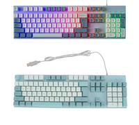 Tangxi Teclado para Juegos con Cable, Teclado para PC con Retroiluminación Arcoíris, Teclado Mecánico de Impresión Grande, Teclado USB con Soporte, Teclado Iluminado para Escribir en