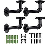 Tanice 4PCS Soporte para Estantes de Tubos Estantes Industriales Vintage Estantes Flotantes Montados en la Pared con Tornillos Decoración de Bricolaje para el Hogar Estantería CD Marco de Fotos etc