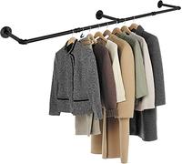 Tanice Riel Colgante Desmontable 178cm Perchero de Barra Industrial con 3 Bases Riel de Ropa de Tubo Industrial con 12 Anclas de Plástico y Tornillos para Cuarto de Lavado Armario Dormitorio