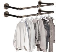 Tanice Riel Colgante Desmontable 2PCS 60cm Percheros Burro Riel para Ropa de Tubo Industrial Antioxidante Capacidad de Carga 25kg para Dormitorio Guardarropa Baño Salón-Bronce