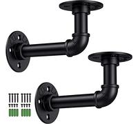 TANiCE Soporte Estantería Pared Industrial 2 Piezas Escuadra Metálica Balda Flotante Bracket Hierro Forjado Ménsula Tubería Vintage 15 x 8 x 7 cm Kit DIY Repisa Organizadora Pared