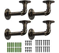 Tanice Soportes para Estantes de Tubería 4PCS Soporte de Metal de Pared con Bridas 15 * 8 * 6.5cm Estilo de Vintage con Tornillos Decoración de Bricolaje Estante Flotante de Pared para Colgar