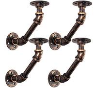 Tanice Soportes para Estantes de Tubería 4PCS Soporte de Metal de Pared con Bridas Estilo de Vintage con Tornillos Decoración de Bricolaje Estante Flotante de Pared para Colgar