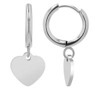 Tanith Akzent - Pendientes de aro con colgante de corazón, acero inoxidable, Acero inoxidable