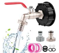 Tank 3/4'' Grifo Jardin Universal de Latón, S60X6 Adaptador de Depósito IBC con Conector de Manguera, Grifo Exterior Resistente al Óxido y las Heladas, para Jardín, Lavadora, Barril de lluvia