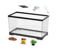Tank Starter Kit with Bask Platformm - Bottom Drainage Aquarium Habitat | Turtle Tank Kit | Acrylic Turtle Terrarium | Multi Function Areas for for Tortoise Hermit Fish Amphibians Snake Gecko Frog