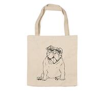 Tank The English Bulldog - Bolsa de lona de algodón 100 % resistente, reutilizable, 14.75 x 14.75 x 5 pulgadas