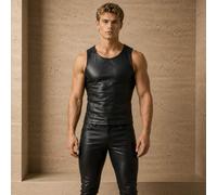 Tank Top MEO® de cuero - Black Atelier™ - Tank top sexy de cuero - Tamaño - grande