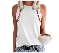 Tank Top Mujer Algodon Integrado Tops Camiseta Tirantes Con Minimalista Camisola Acanalada Deportivas Informales Trabajo Estirada De Béisbol Sin Mangas Para Cuello Redondo Y Diseño Gráfico El Verano