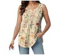 Tank Top Mujer Verano, Camiseta Sin Mangas Cuello Redondo Chaleco Suelto de Algodón, Camisola Básica Elegante Holgada Túnica Casual, Ropa Diaria Cómoda y , Disponible en Varios (Light Yellow-a, XXL)