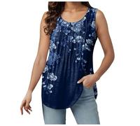 Tank Top Mujer Verano, Camiseta Sin Mangas Cuello Redondo Chaleco Suelto de Algodón, Camisola Básica Elegante Holgada Túnica Casual, Ropa Diaria Cómoda y , Disponible en Varios (Dark Blue-b, M)