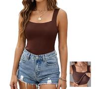 Tank Tops with Built in Bra Women Shapewear Cami, U-Neck Tummy Control Undershirt, Padded Slimming Vest Daily Wear (Brown,xx_l)
