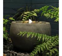 Tankana - Fuente de agua para jardín, para exteriores, con luces y bomba y guijarros, efecto concreto para patio, terraza, patio, decoración del hogar, gris, 18 pulgadas de largo x 18 pulgadas de