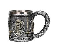 Tankard De Cerveza | CHIGHT TUG | Taza Medieval De Acero Inoxidable | 450 Ml De Acero Inoxidable, Tanque De Diseño Medieval Para Cerveza, Vino, Café | Mitología Nórdica Decoración Poética Gra
