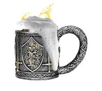 Tankard taza medieval - taza de consumo de cerveza, tanier de té clásico café | 450 ml taza de acero inoxidable para el hogar Pub Puban Uso de una bebida fría caliente regalo Rústico Me