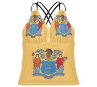 Tankini con la bandera del estado de Nuevo México para mujer, traje de baño de secado rápido con control de abdomen, talla XS, New Jersey State Flag, S