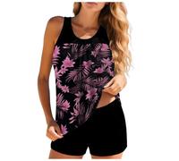 Tankini Corto Tankini Con Shorts Mujer Ruta Abdominal Trajes De Baño Deportivos Tankinis Shorty Estampado Tallas Grandes Negro Talla Braguita De Cintura Alta Y Para Fiesta En El Bañadores Mujer