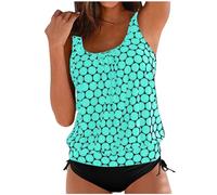 Tankini De Mujer con Control De Abdomen Conjunto Dos Piezas Tankini Mujer con Cuello En V Y Estilo Cruzado Traje Baño Reductor Abdomen para Traje Baño Deportivo Dos Piezas para Tallas Grandes