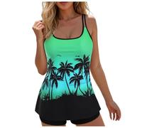 Tankini De Mujer con Top De Control Abdomen Y Shorts Dos Piezas Conjunto Tankini Deportivo Push Up para Mujer Mallas Push Up Trajes Baño Cintura Alta con Tirantes Y Bikini Dos Piezas