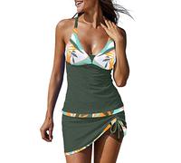 Tankini de mujer conjunto verano push up trajes de playa contenitivo cintura alta playa tankini dos piezas curvas natación top y pantalones cortos elegante piscina con control del abdomen traje de