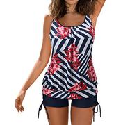 Tankini De Mujer El Conjunto del Tankini De Las Mujeres Empuja hacia Arriba El Traje Baño Dos Piezas Que Adelgaza Traje Baño Bañador Dos Piezas para Mujer Más Ajustable Bañador Cuadros