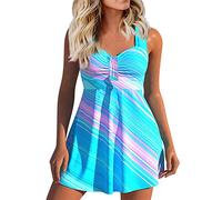 Tankini Mujer 2024 Tallas Grandes Reductor Trajes de Baño Mujer Dos Piezas Moldeador Niña Swimsuit Sexy Verano Deportivo Trikinis Menstrual Natacion Arena Bañadores Swimwear Azul XL