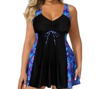 Tankini Mujer Bañador Pantalon Bikini Braga Alta Traje de baño de Piezas con Estampado Estilo Europeo y Americano Talla Grande Estilo Bañador con Falda Tankini Mujer Rojauctor Barriga