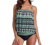 Tankini Mujer Bañadores Tallas Grandes Cuello V Push Up Verano Sexy Elegantes Bandeau Informales Ajustable Bikini Set Bikini Top Bragas para Piscina Viajes Playa Vacaciones Original