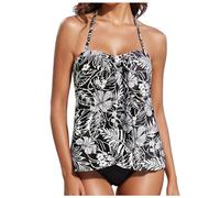 Tankini Mujer Dos Piezas Braga Traje de Baño Sexy Halter Playa Ropa de Baño Conjunto Bañador Camiseta sin Mangas Espalda Abierta Piscina Swimsuit (Blanco, M)