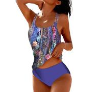 Tankini mujer dos piezas traje de baño playa Push Up acolchado camiseta sin mangas con cuello en V y slip contenitivo estampado floral Sexy Beachwear Curvy tallas grandes Trajes de piscina playa