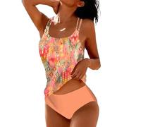 Tankini mujer dos piezas traje de baño playa Push Up acolchado camiseta sin mangas con cuello en V y slip contenitivo estampado floral Sexy Beachwear Curvy tallas grandes Trajes de piscina playa