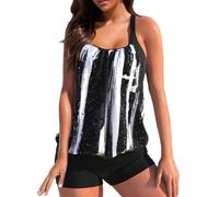 Tankini Mujer Trajes De Baño De 2 Piezas Ganando Vientre Plano Shorty Set De Talle Alto Traje Elegante Push Up Acolchado Swimwear Piscina Impreso Bikini Verano, blanco, 4XL