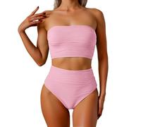 Tankini Swimwear Set for The Beach with Removable Straps and Pattern Design, Perfect for Spring and Summer, Hand Wash Recommended, Stylish and Comfortable, Red, M(Pink,L)